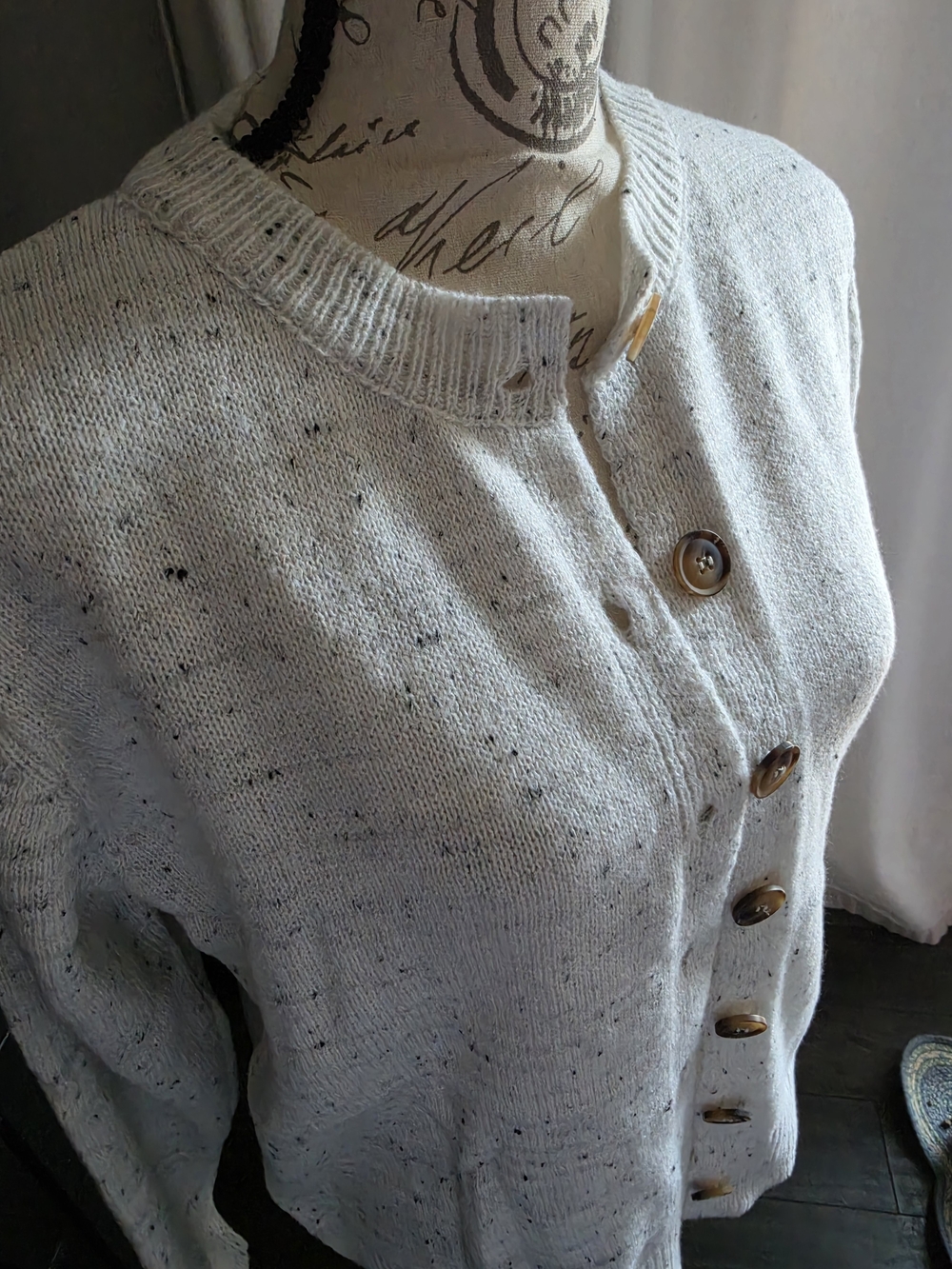Cozy Knit Button-Front Cardigan Sweater - White - Picture 3 of 6